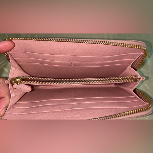 Prada Light Pink Bow Saffiano Wallet - Picture 7 of 15